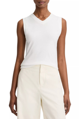 Vince High V-Neck Shell - Optic White