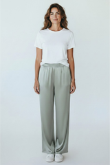 Uli Shneider Re-Satin Flared Pants - Pistacchio