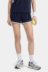 Sporty & Rich Signature Logo Terry Short - Dark Navy/White