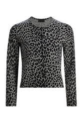 Nili Lotan Keelah Cardigan - Pebble Grey Heather/ Black Cheetah