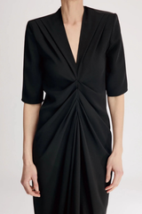 Loulou de Saison Willa Front Zip Midi Dress - Black