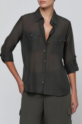 L'AGENCE Pearson Military Blouse - Ash Olive