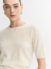 Soft Goat Short Sleeve Crewneck - Feather White