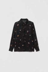 Judith & Charles Floral Print Long Sleeve Jennifer Blouse - Black Print