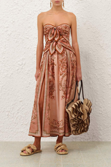 Zimmermann Aster Scarf Midi Dress - Pink Paisley Floral