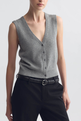 Nili Lotan Porter Sweater Vest - Pebble Grey Heather