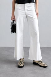 Frame Le Slim Palazzo Crop Jeans - White Raw Fray