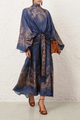 Zimmermann Valiant Batwing Gown - Navy Paisley