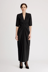 Loulou de Saison Willa Front Zip Midi Dress - Black