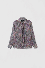 Judith & Charles Floral Print Scarf Casey Blouse - Mulberry Print
