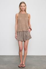 Enza Costa Linen Open Knit Tank - Flax