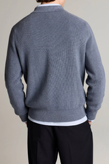 Vince Men's Heirloom Shaker Long Sleeve Polo Sweater - Late Evening