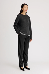 Loulou de Saison Arvo Sweater With Lace - Charcoal/ Ivory