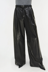 Simkhai Kobie Wide Leg Leather Pant - Black