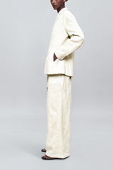 Kallmeyer Wesley Drawstring Pant in Boucle Grid - Natural