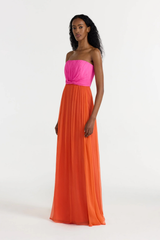 Saloni Priya Long Dress - Peony/ Tangerine