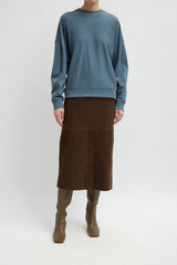 Tibi Light Weight Sweatshirting Crewneck Sweatshirt - Blue Grey