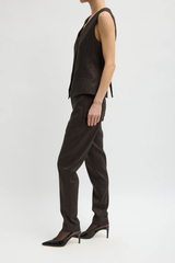 Tibi Herringbone Suiting Vest - Brown Multi