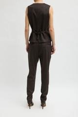 Tibi Herringbone Suiting Vest - Brown Multi