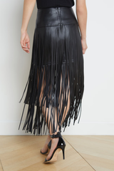 L'AGENCE Karoline Maxi Fringe Skirt - Black