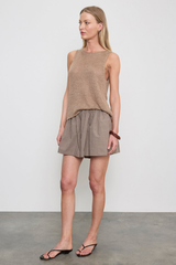 Enza Costa Linen Open Knit Tank - Flax