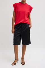 Tibi Light Weight Sweashirting Sleeveless Easy Top - Red