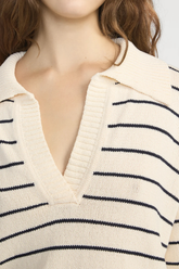 Frame The Striped Easy Pullover - Cream Multi