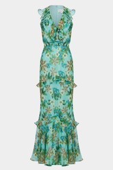 Saloni Rita Dress - Fiori Mint