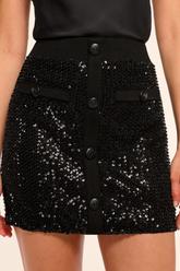 Ramy Brook Ashley Beaded Sequin Mini Skirt - Black