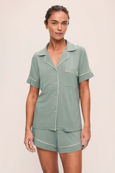 Eberjey Gisele Relaxed Short PJ Set - Eucalyptus / Ivory