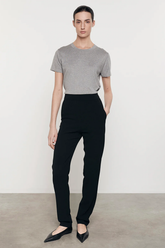 Enza Costa Silk Knit Perfect Tee - Heather Grey