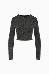 LoveShackFancy Ferra Sequin Stretch Knit Cardigan - Black