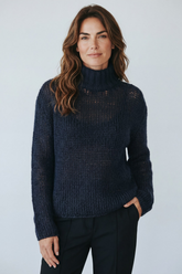 Forte Forte Silk Cashmere Mohair Turtleneck Sweater - Nero