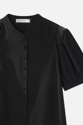 Frame Lace Shoulder Inset Blouse - Black