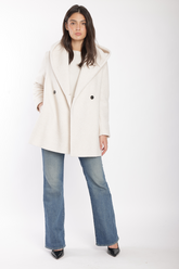 Harris Wharf Hooded Double Breasted Bouclé Jacket - Ecru