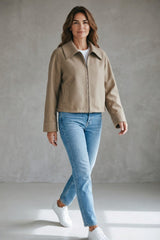 Harris Wharf Raglan Drawstring Jacket Light Pressed Wool - Dove
