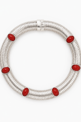 Julietta Celeste Necklace - Silver/ Red