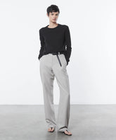 Enza Costa Linen Open Knit Crewneck Sweater - Black