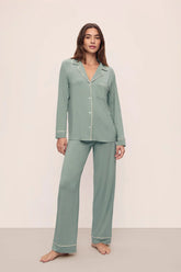 Eberjey Gisele Long PJ Set - Eucalyptus / Ivory