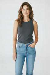 Majestic Filatures Organic Cotton Stretch Crewneck Tank - Noir