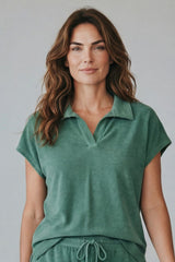 Majestic Filatures Organic Cotton Terry Semi Relaxed Sleeveless Polo - Agave