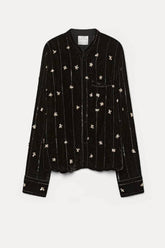Forte Forte "Petites Etoiles" Embroidery Velvet Pajama Shirt - Noir