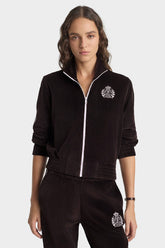 Sporty & Rich NY Crest Elio Velour Track Jacket - Chocolate