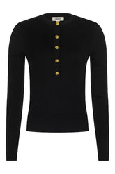 L'AGENCE Ronda Knit Henley Top - Black/ Gold