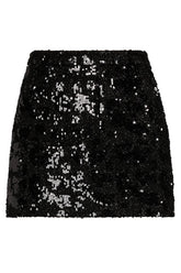 Iro Opina Sequin Embellished Mini Skirt - Black Sequins