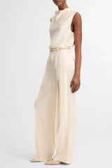 Vince High Waist Satin Trouser - Flax