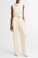 Vince High Waist Satin Trouser - Flax