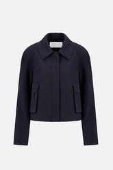 Harris Wharf Cropped Raglan Jacket Scuba - Navy Blue