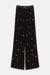 Forte Forte "Petites Etoiles" Embroidery Velvet Flare Pants - Noir