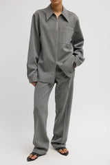 Tibi Structured Wool Zipper Jacket - Grey Multi